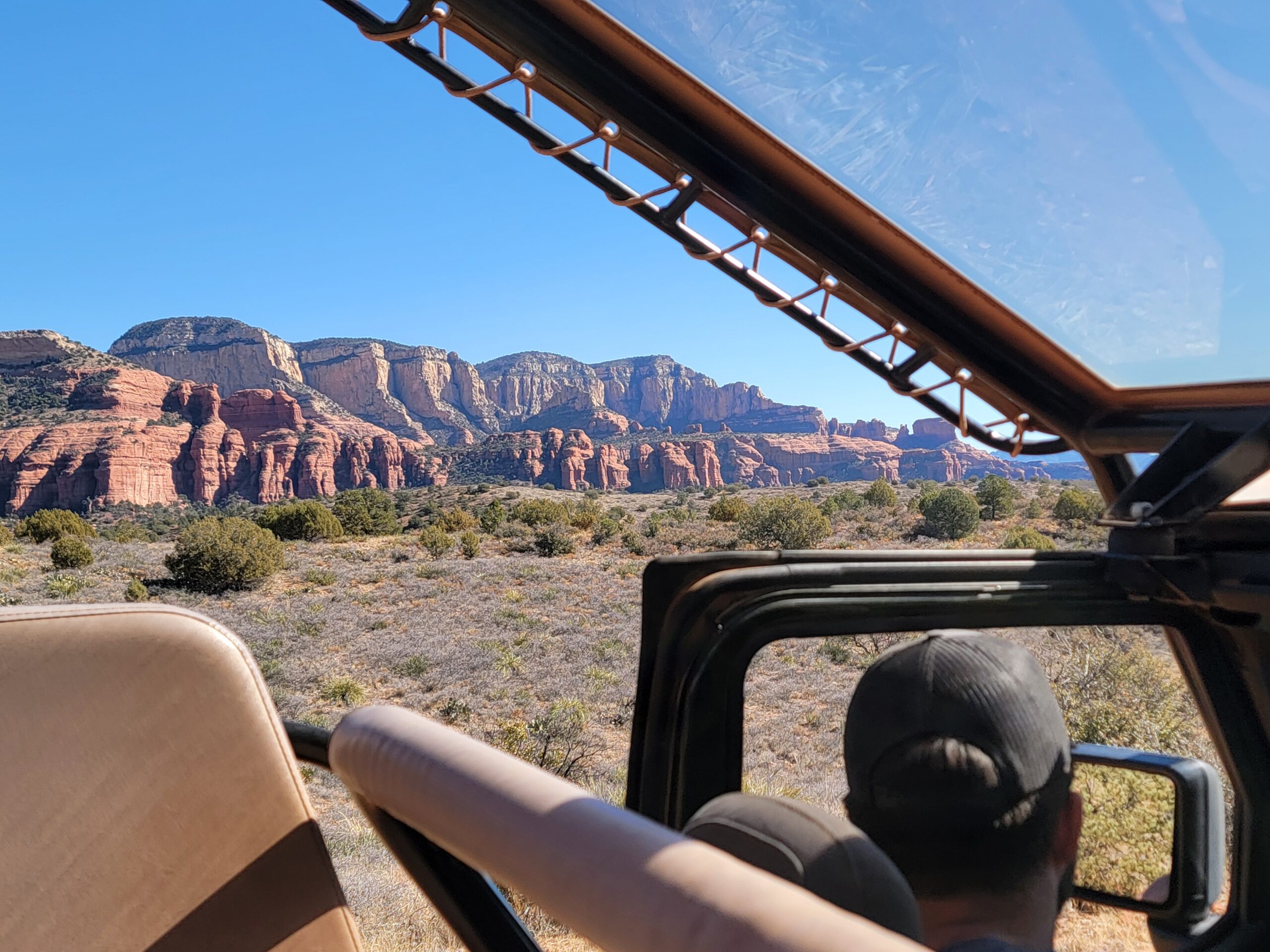 Custom-built Jeep exploring Sedona's red rock trails