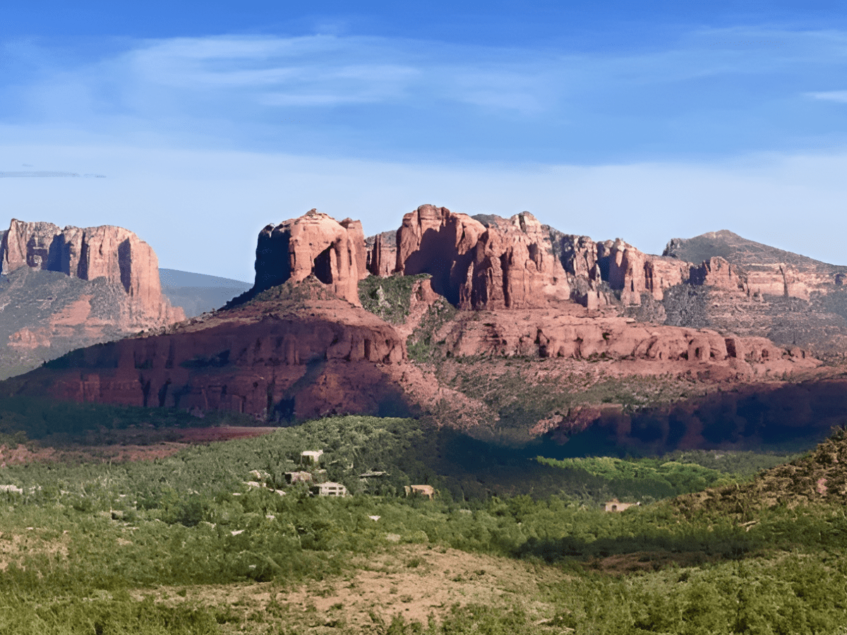 a canyon with a mountain in the background